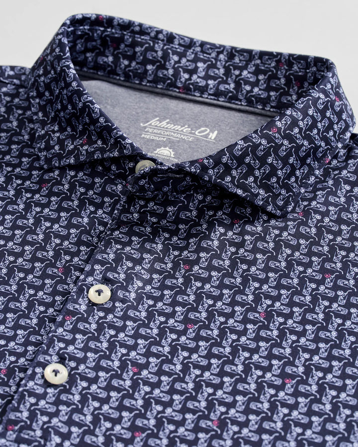 Johnnie-O Performance Jersey Polo - Minty: Navy