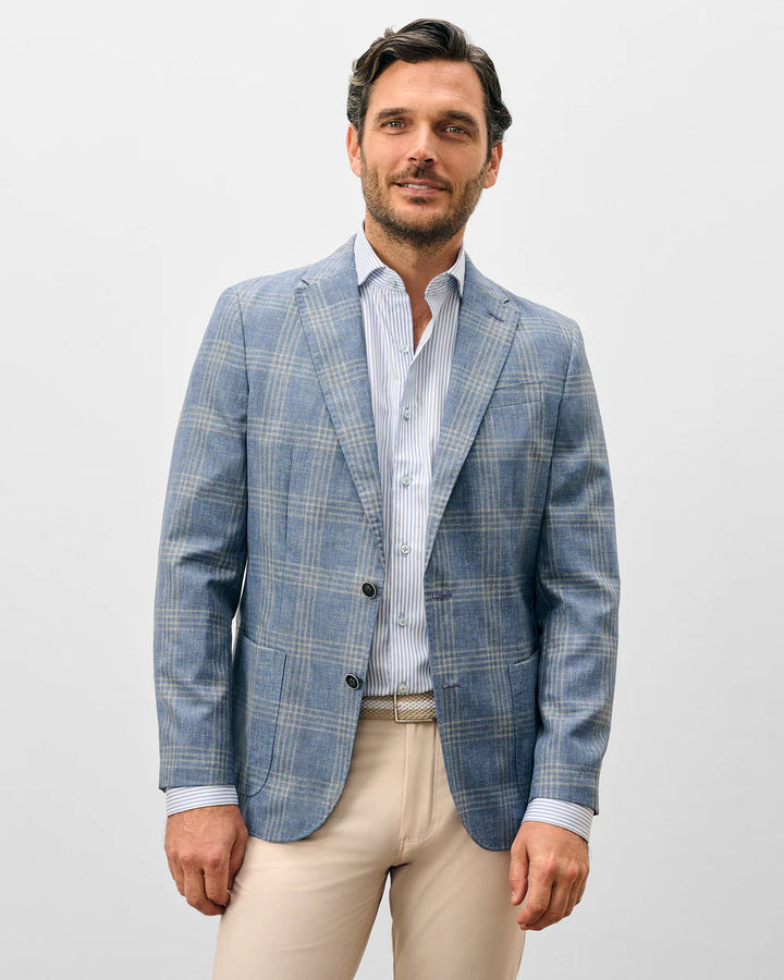 Johnnie-O Wool Sport Coat - Barney Woven Wool Pane: Maliblu