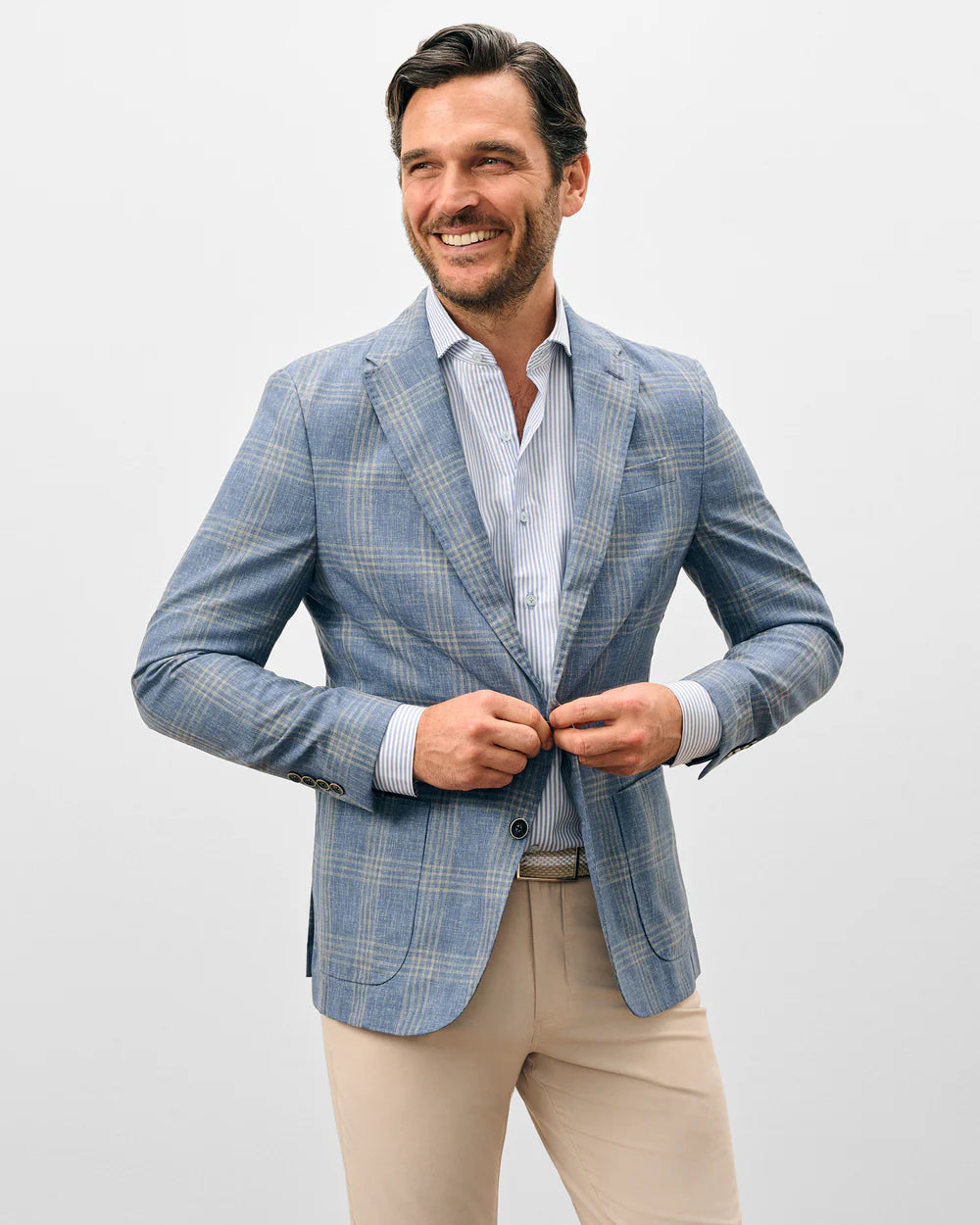 Johnnie-O Wool Sport Coat - Barney Woven Wool Pane: Maliblu