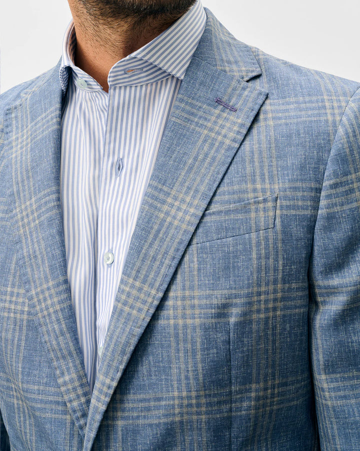 Johnnie-O Wool Sport Coat - Barney Woven Wool Pane: Maliblu