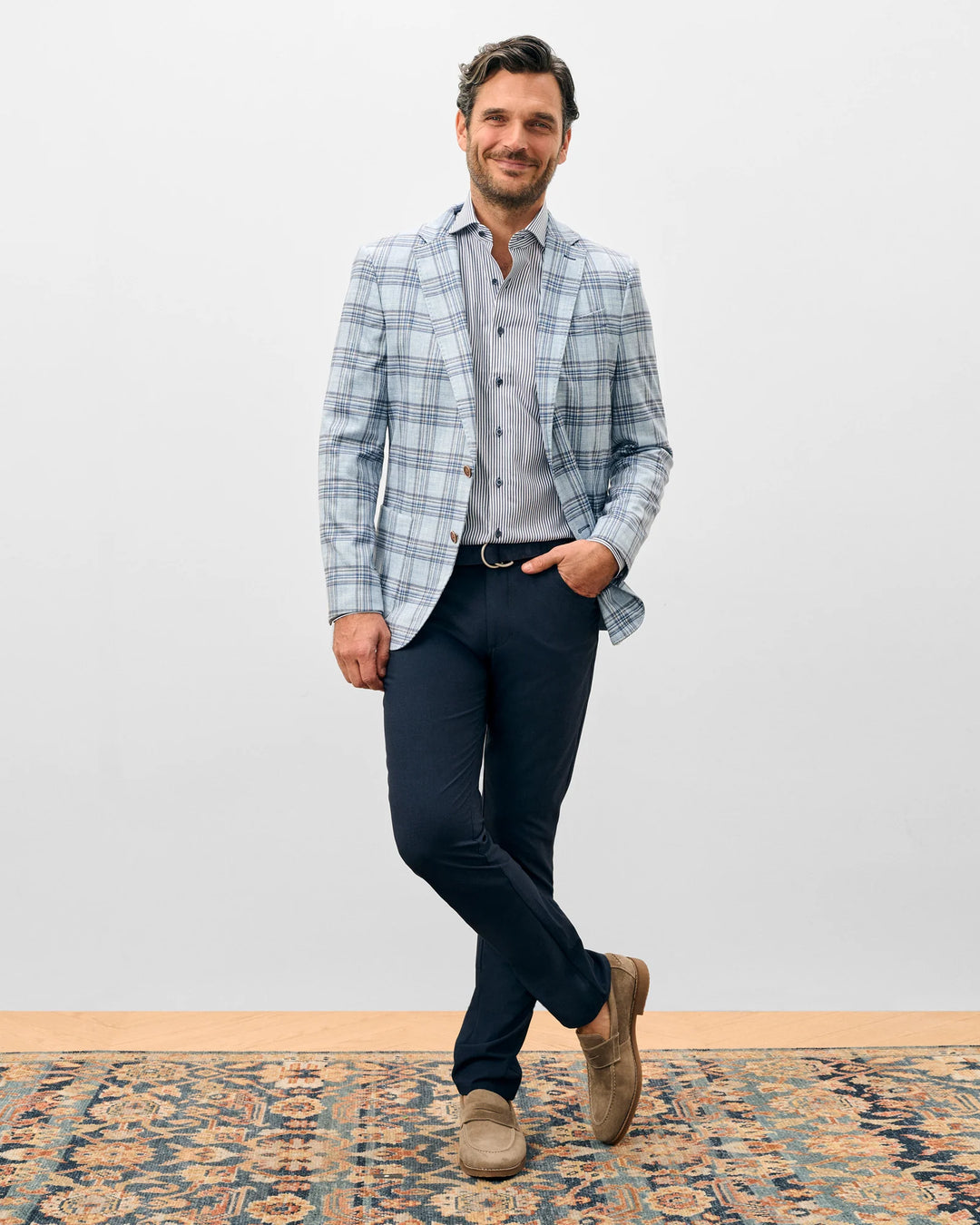 Johnnie-O Samuel Top Shelf Printed Knit Sport Coat: Gulf Blue