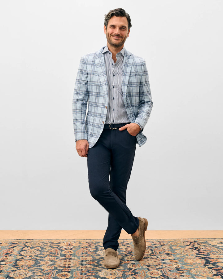 Johnnie-O Samuel Top Shelf Printed Knit Sport Coat: Gulf Blue