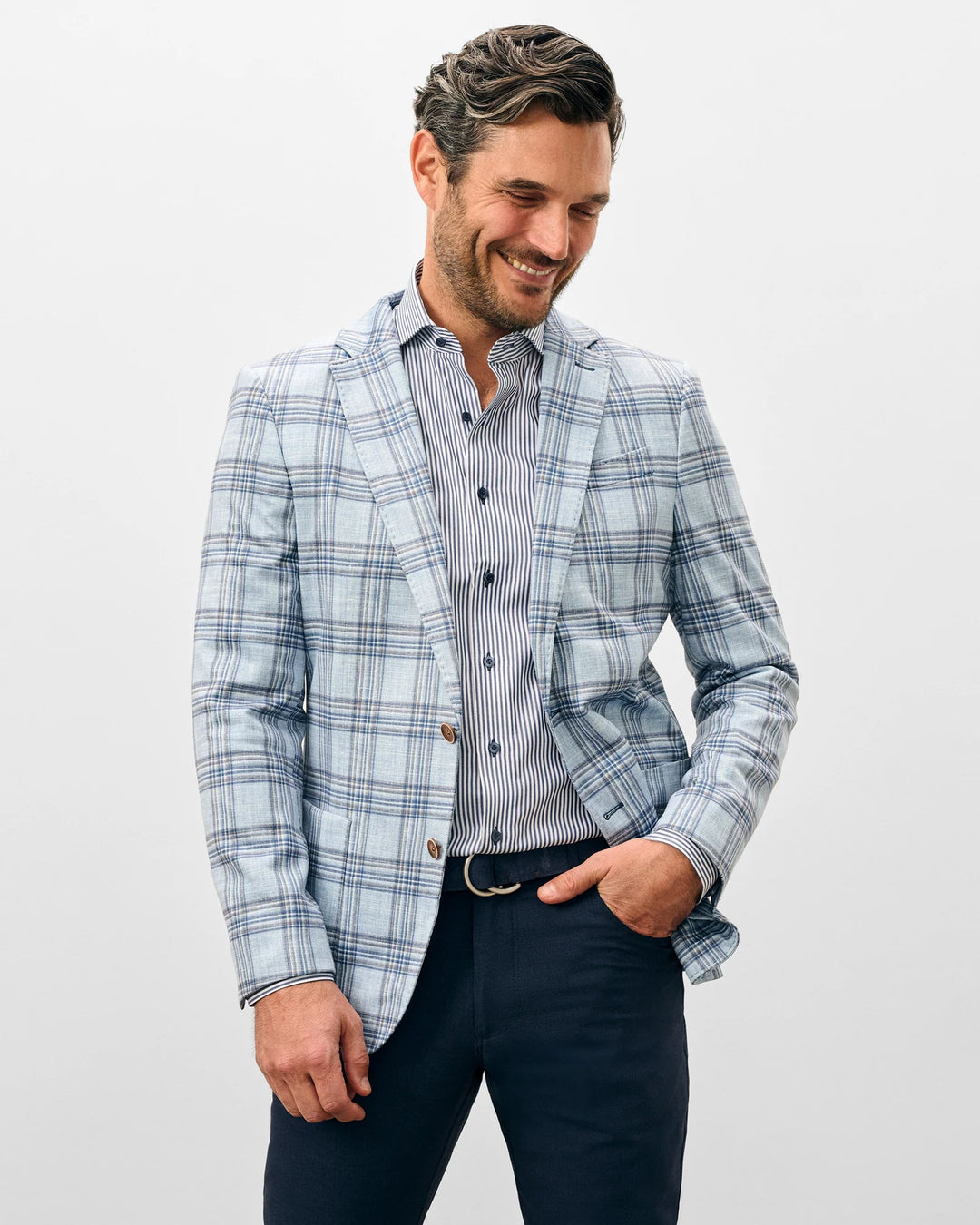Johnnie-O Samuel Top Shelf Printed Knit Sport Coat: Gulf Blue