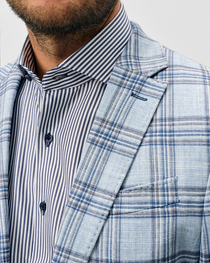 Johnnie-O Samuel Top Shelf Printed Knit Sport Coat: Gulf Blue