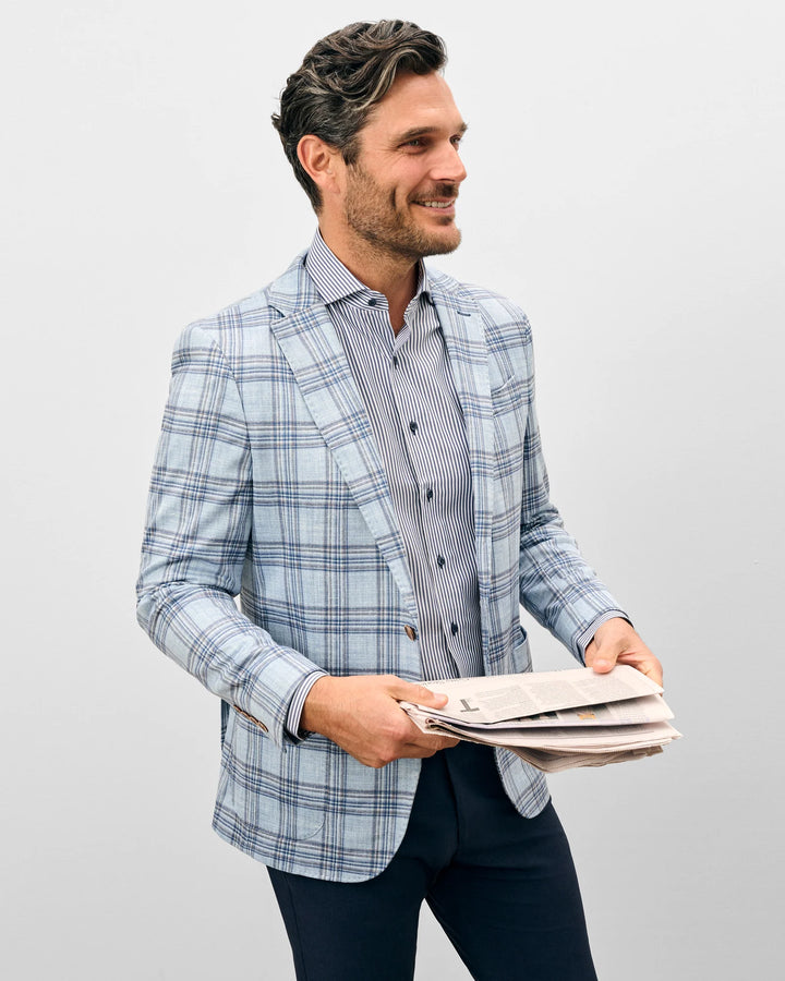 Johnnie-O Samuel Top Shelf Printed Knit Sport Coat: Gulf Blue