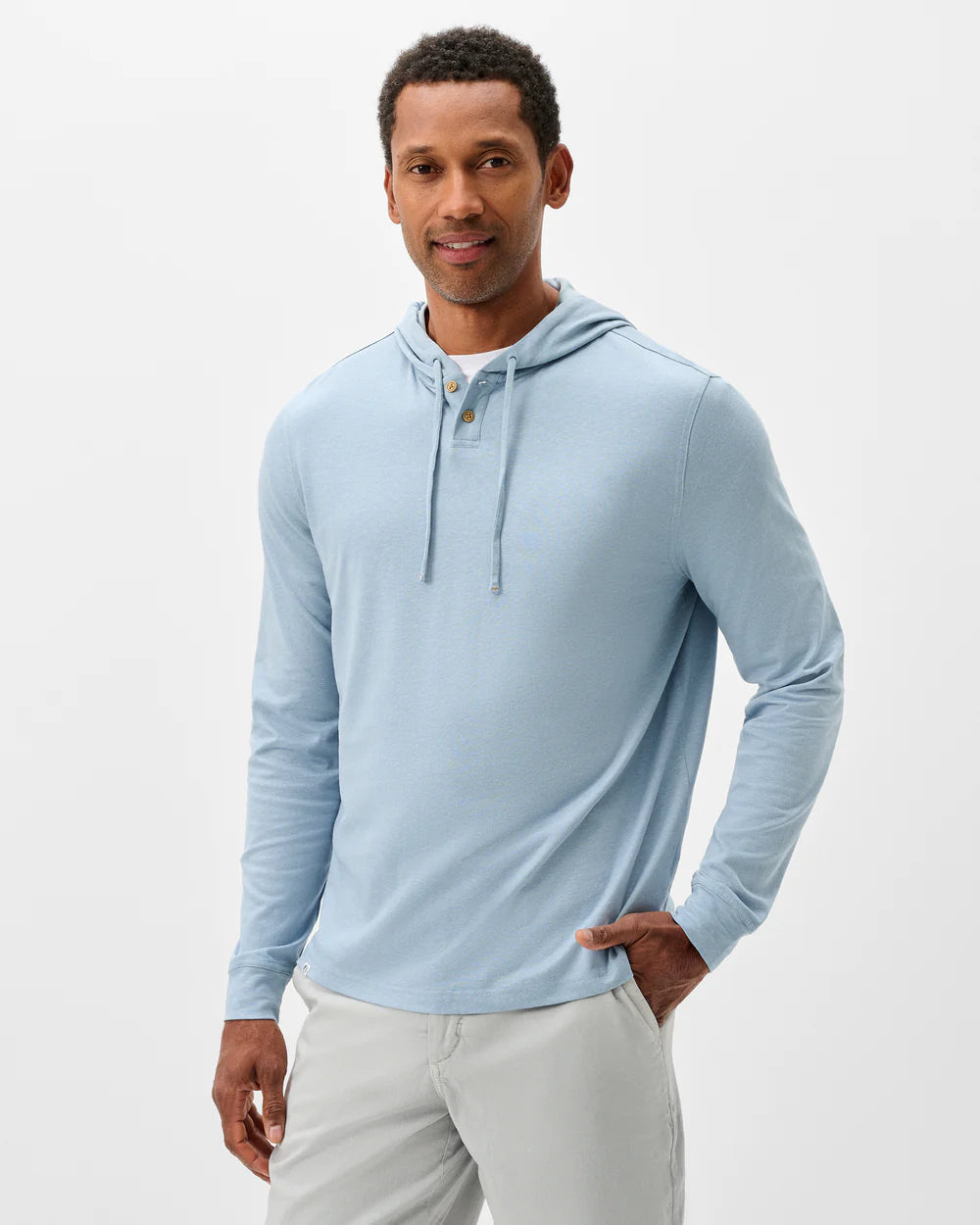 Johnnie-O Jase 2-Button Slub Hoodie: Maliblu