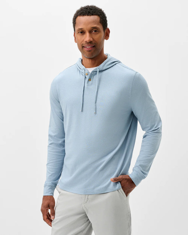 Johnnie-O Jase 2-Button Slub Hoodie: Maliblu