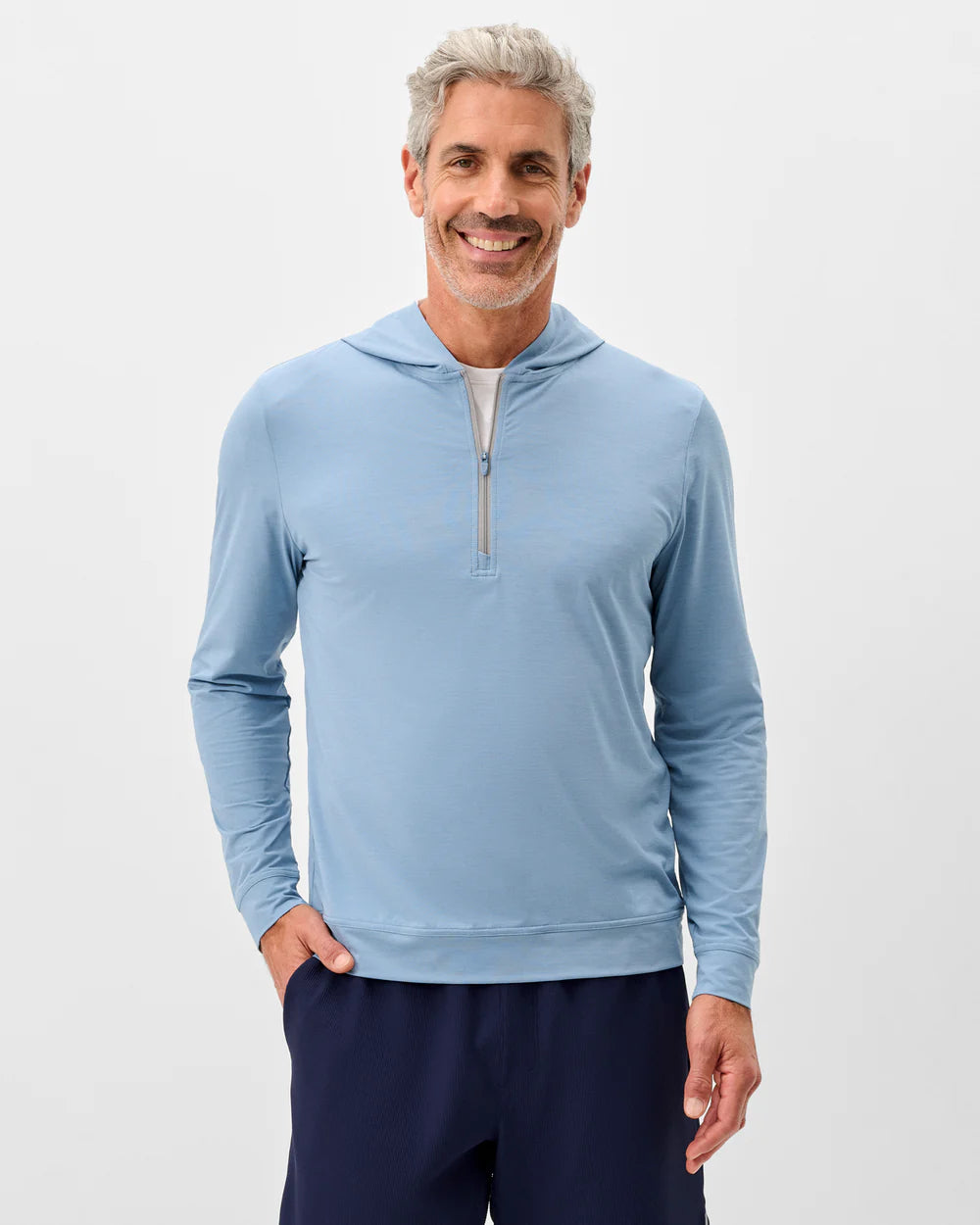 Johnnie-O Bixler Performance 1/4 Zip Hoodie: Carbon Fiber