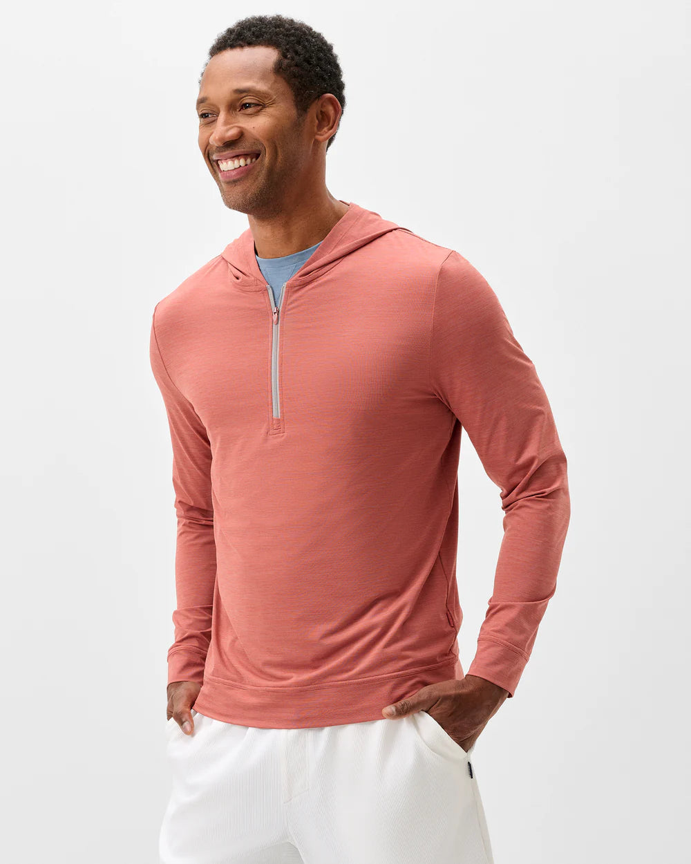 Johnnie-O Bixler Performance 1/4 Zip Hoodie: Washed Red