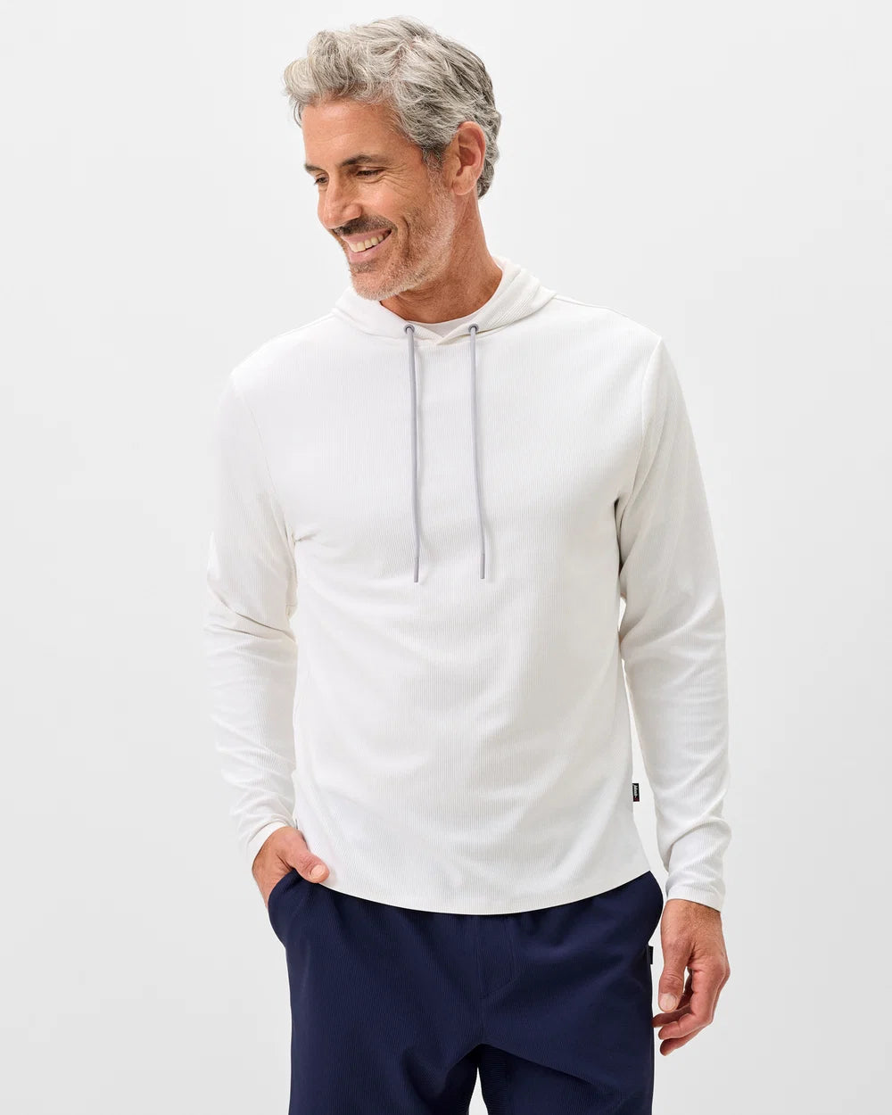Johnnie-O Hoppin Ribbed Knit Performance Hoodie: White