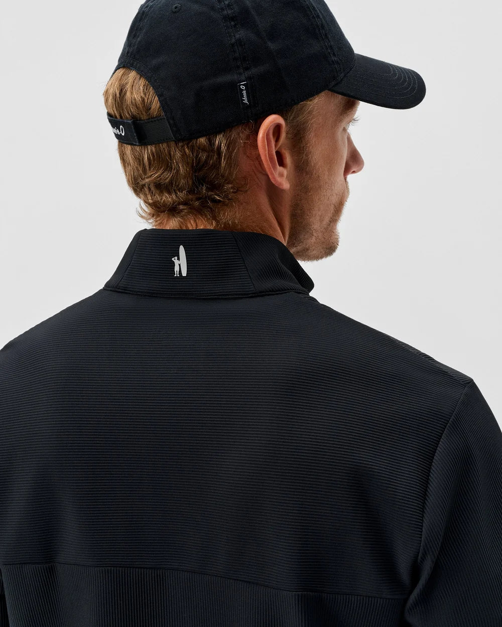 Johnnie-O Hoppin Ribbed Knit Performance 1/4-Zip Pullover: Black