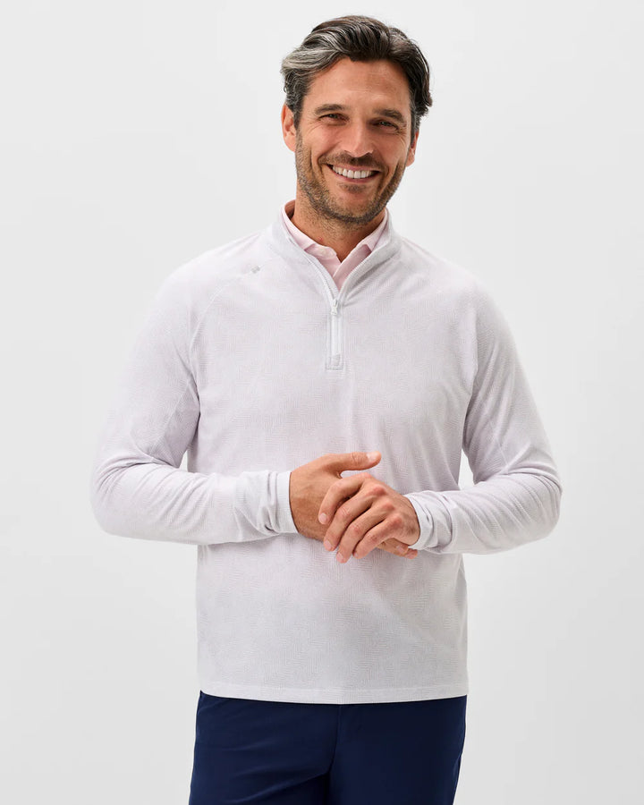 Johnnie-O Viktor Printed Camo 1/4 Zip Pullover: White