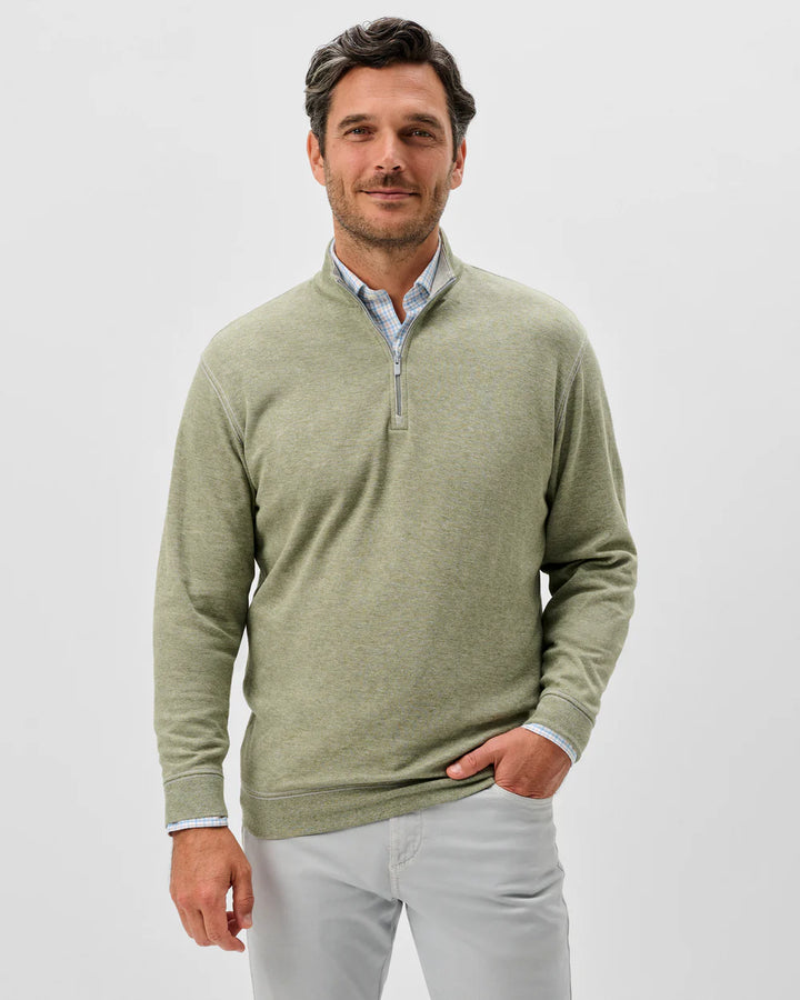 Johnnie-O Hanks Lightweight Textured 1/4 Zip Pullover: Pesto