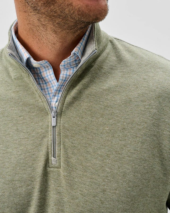 Johnnie-O Hanks Lightweight Textured 1/4 Zip Pullover: Pesto