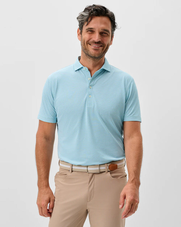 Johnnie-O Performance Stetson Stripe Mesh Polo: Macaw