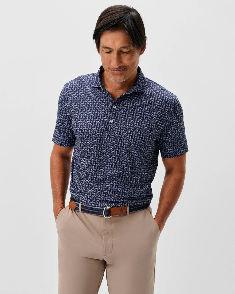 Johnnie-O Performance Jersey Polo - Minty: Navy