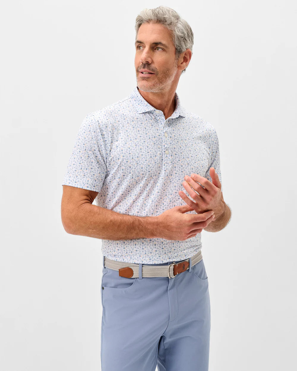 Johnnie-O Performance Jersey Polo - Cabana Bar: Carbon Fiber