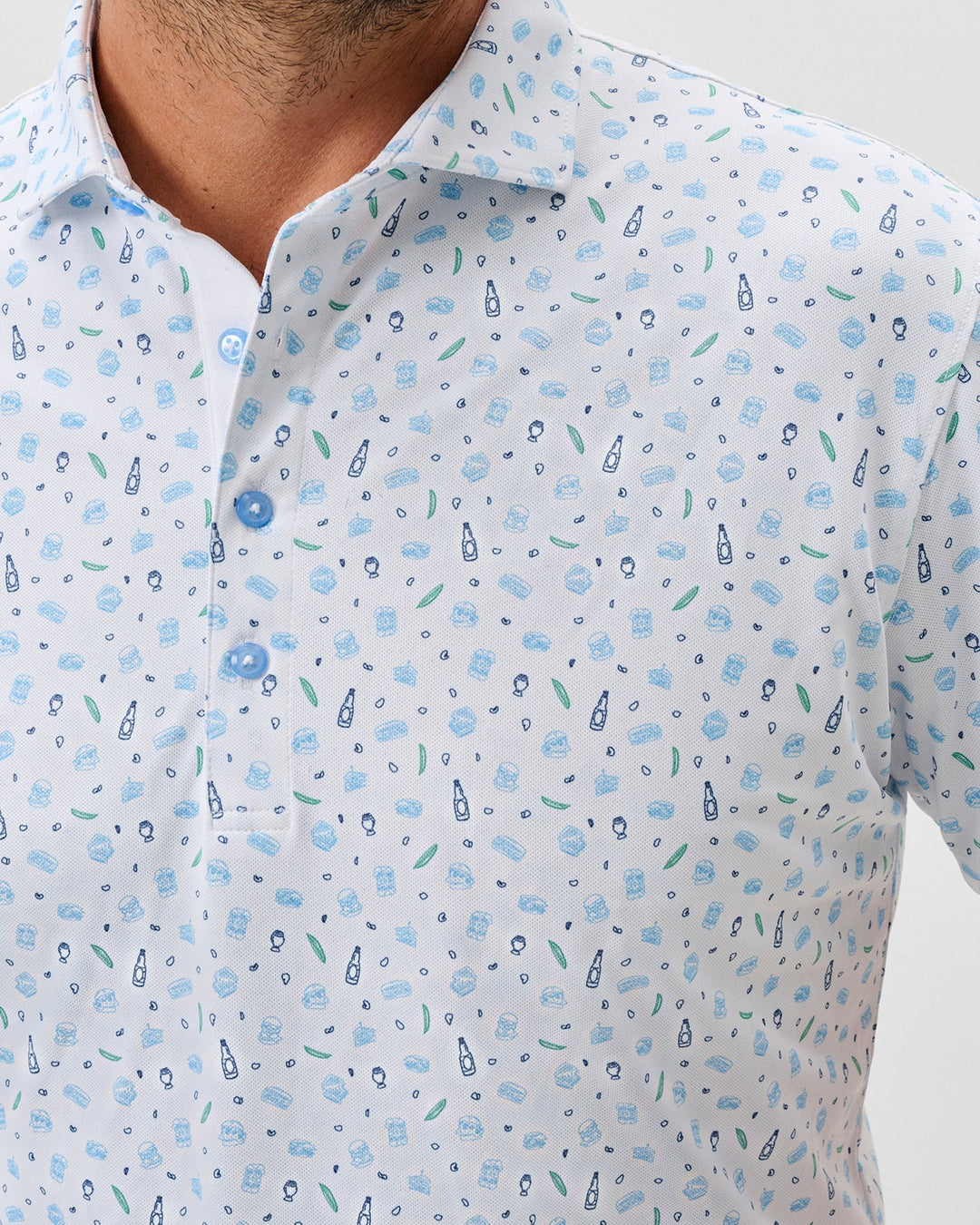 Johnnie-O Performance Mesh Polo - Burgers N Beers: White