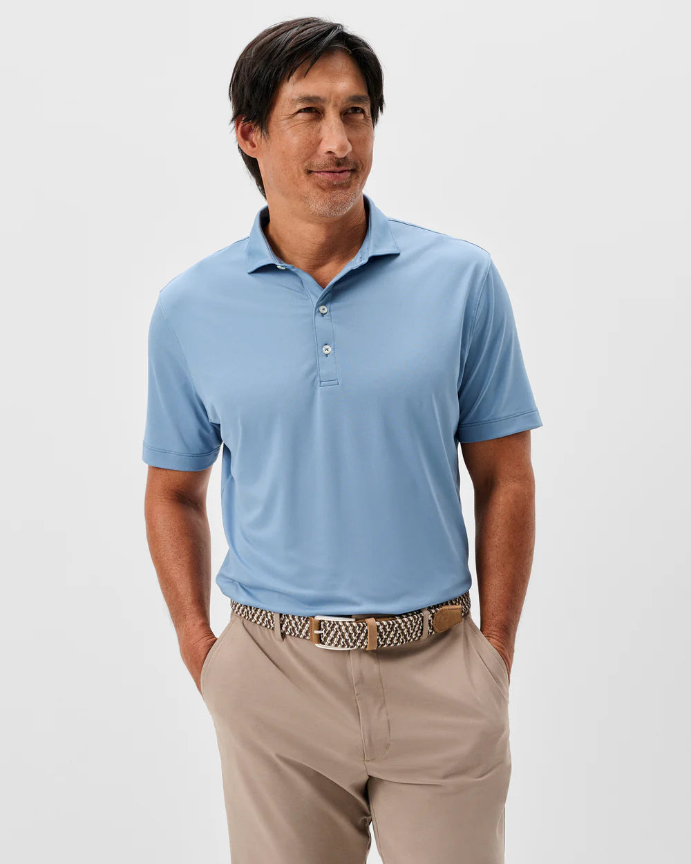 Johnnie-O Performance Jersey Polo - Birdie Solid: Carbon Fiber