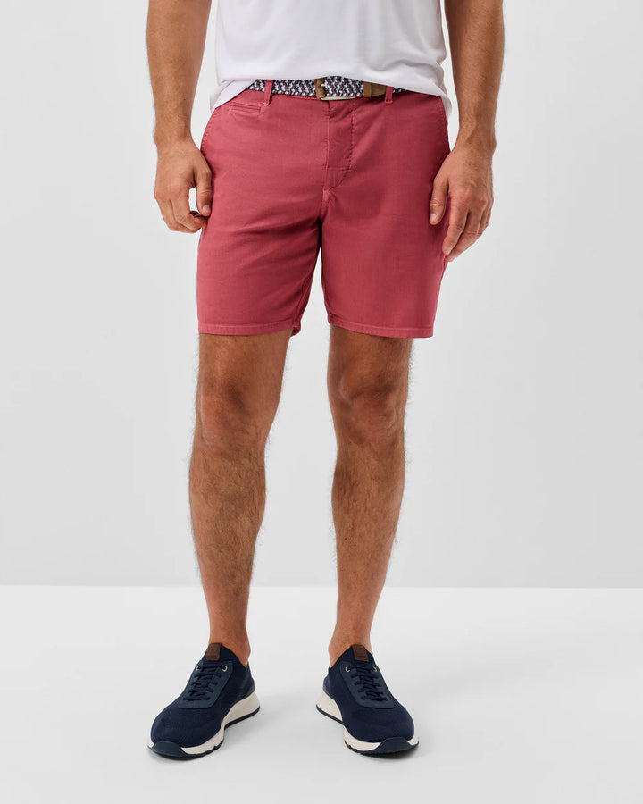 Johnnie-O Nassau 7" Cotton Blend Shorts: Washed Red