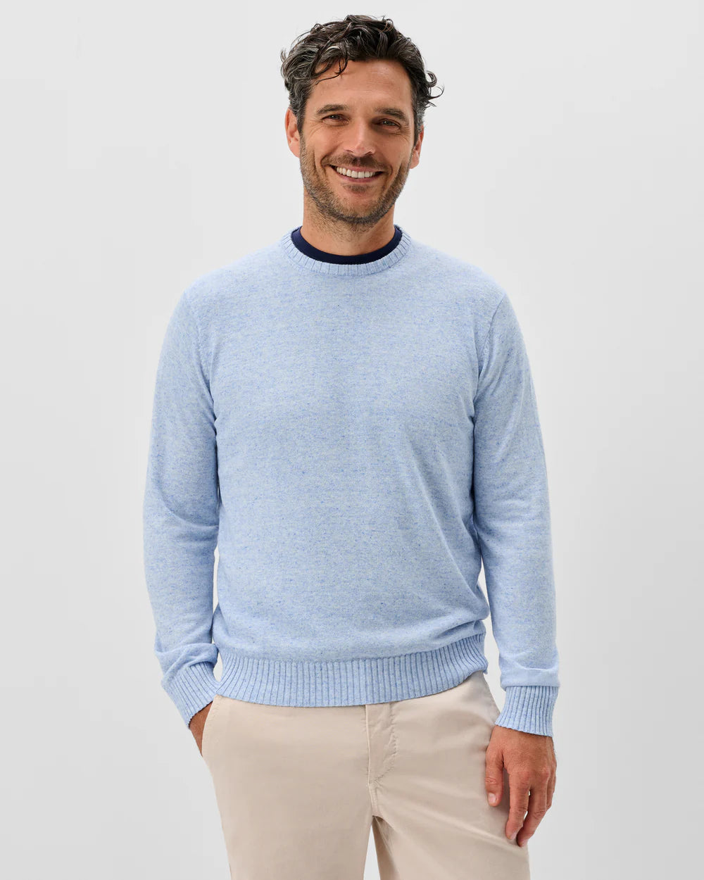 Johnnie-O Albus Crewneck Sweater: Gulf Blue