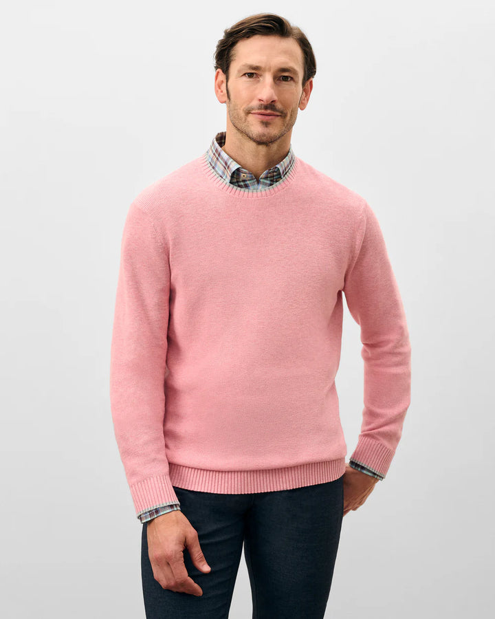 Johnnie-O Hatcher Cotton Blend Crewneck Sweater: Flamingo