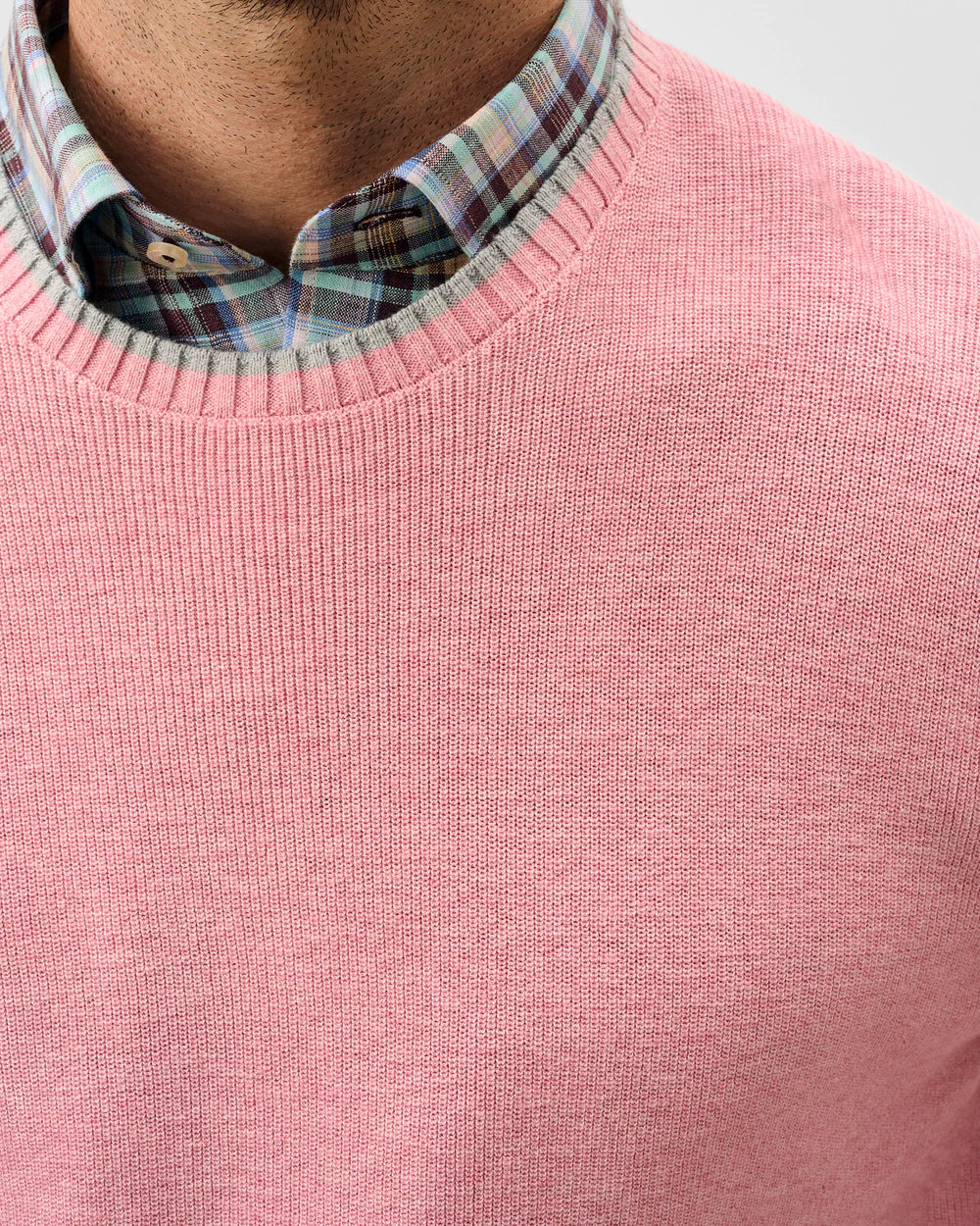 Johnnie-O Hatcher Cotton Blend Crewneck Sweater: Flamingo