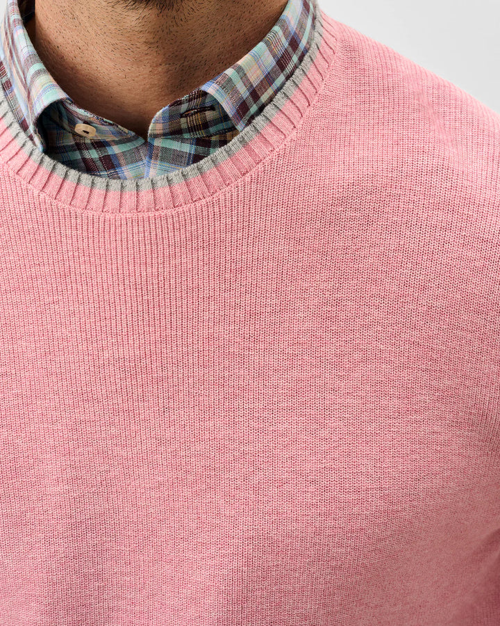 Johnnie-O Hatcher Cotton Blend Crewneck Sweater: Flamingo