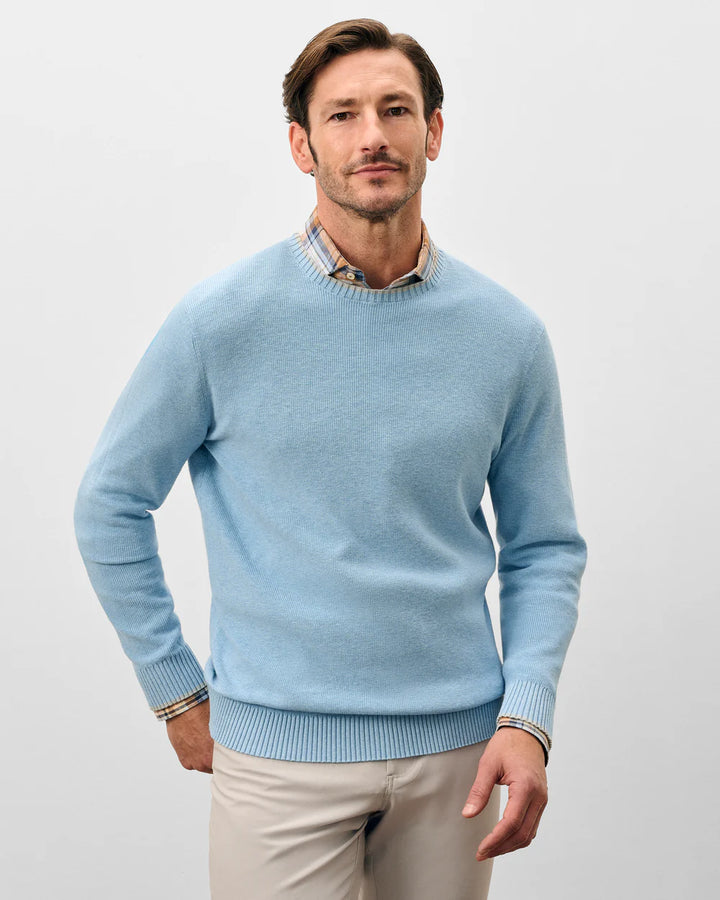 Johnnie-O Hatcher Cotton Blend Crewneck Sweater: Maliblu
