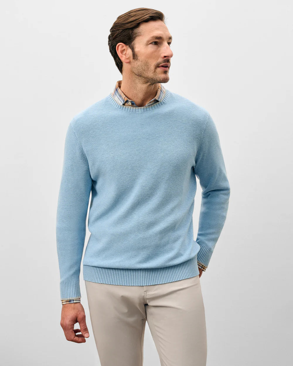 Johnnie-O Hatcher Cotton Blend Crewneck Sweater: Maliblu
