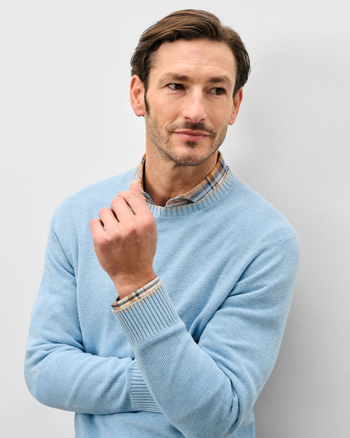 Johnnie-O Hatcher Cotton Blend Crewneck Sweater: Maliblu