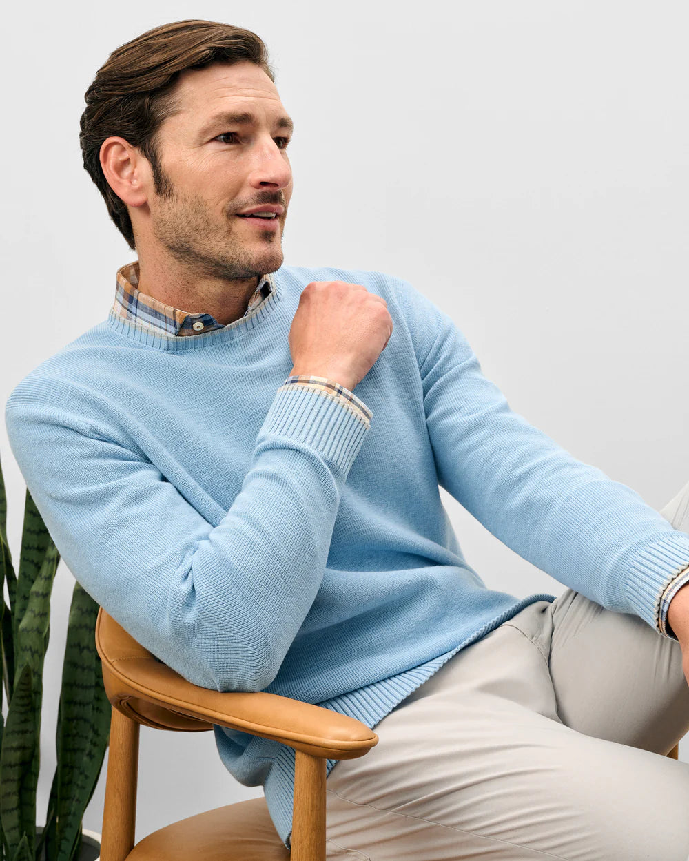 Johnnie-O Hatcher Cotton Blend Crewneck Sweater: Maliblu
