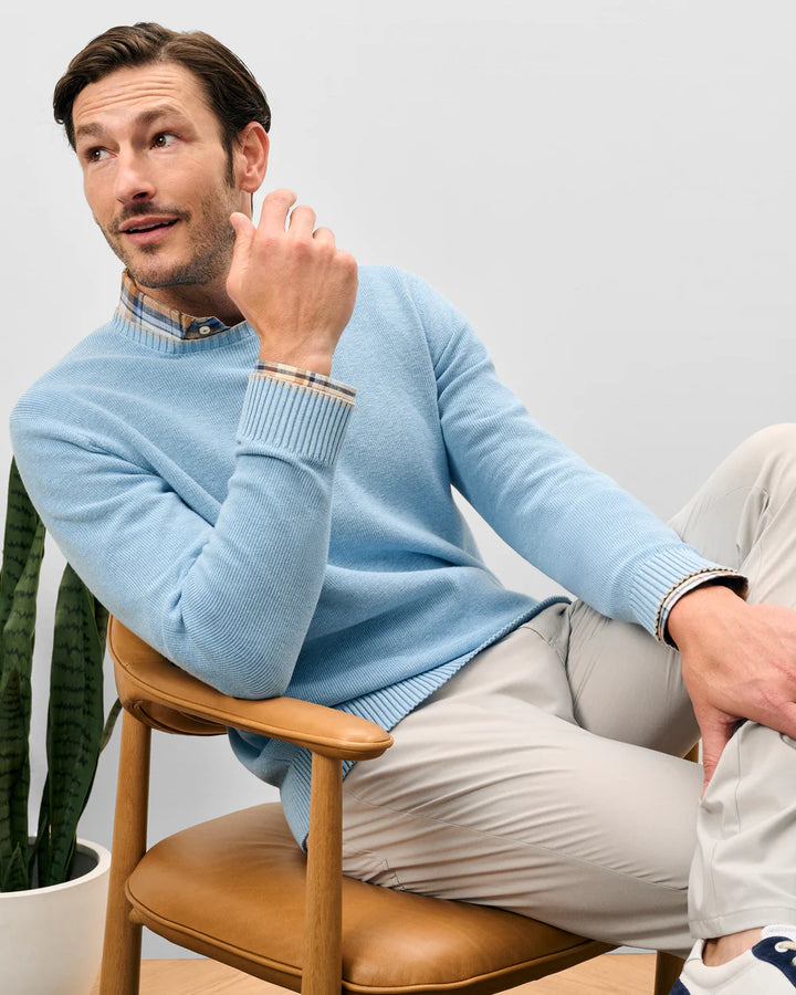 Johnnie-O Hatcher Cotton Blend Crewneck Sweater: Maliblu