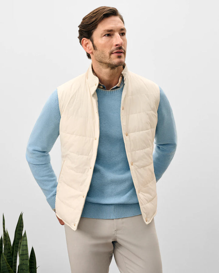 Johnnie-O Sandhills Reversible Snap Front Vest: Stone