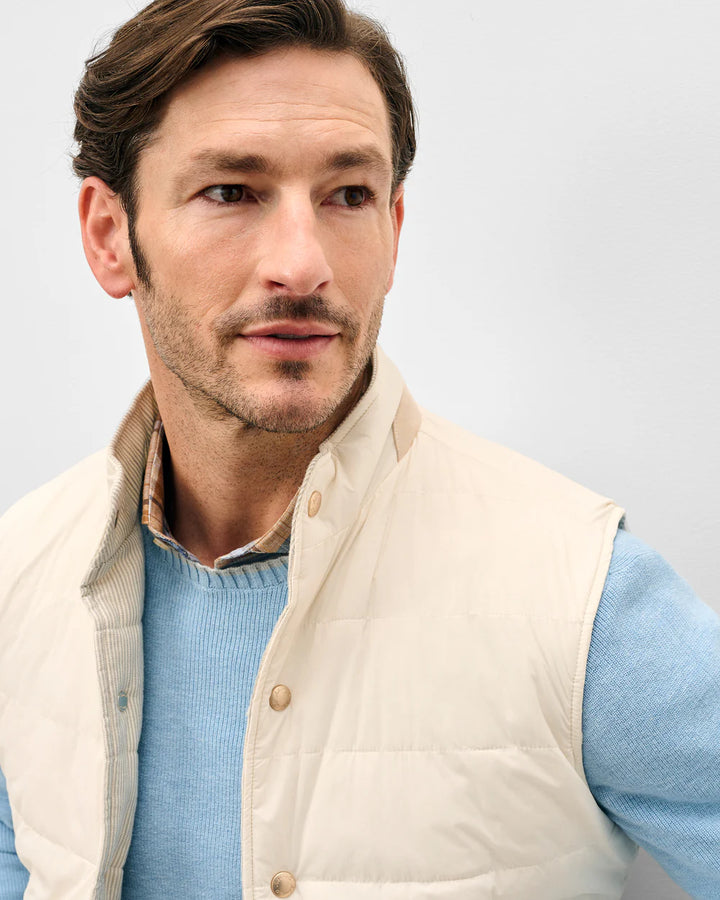 Johnnie-O Sandhills Reversible Snap Front Vest: Stone