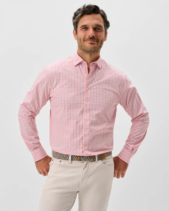 Johnnie-O Everyday Performance Button Down Shirt - Morse Plaid: Petal