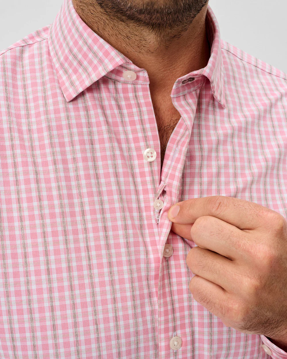 Johnnie-O Everyday Performance Button Down Shirt - Morse Plaid: Petal