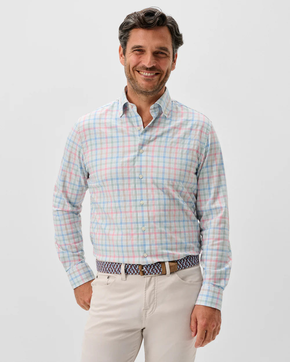 Johnnie-O Everyday Performance Button Down Shirt - Bingham Tattersall: Gulf Blue