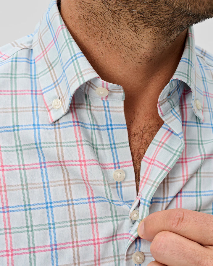 Johnnie-O Everyday Performance Button Down Shirt - Bingham Tattersall: Gulf Blue