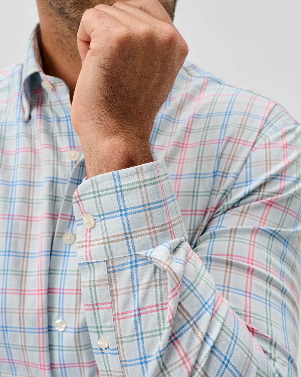 Johnnie-O Everyday Performance Button Down Shirt - Bingham Tattersall: Gulf Blue