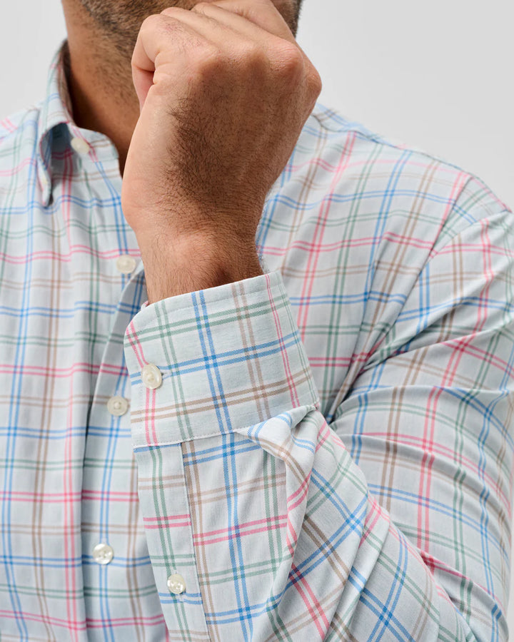 Johnnie-O Everyday Performance Button Down Shirt - Bingham Tattersall: Gulf Blue