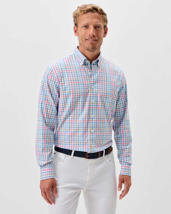 Johnnie-O Everyday Performance Button Down Shirt - Yosef Check: Navy