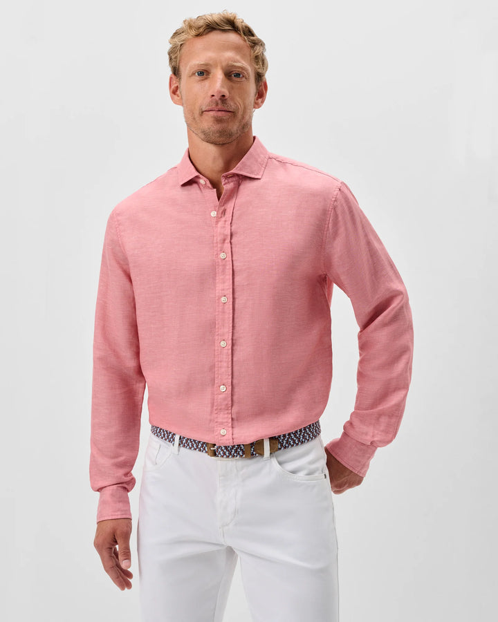 Johnnie-O Linen Button Down Shirt - McCarthy: Malibu Red