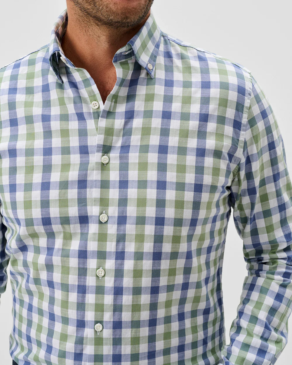 Johnnie-O Slub Cotton Button Down Shirt - Candler Exploded Check: Forest