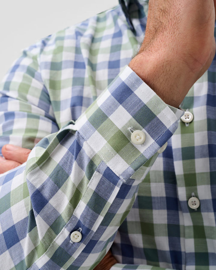 Johnnie-O Slub Cotton Button Down Shirt - Candler Exploded Check: Forest