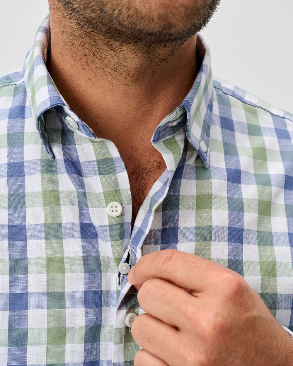 Johnnie-O Slub Cotton Button Down Shirt - Candler Exploded Check: Forest