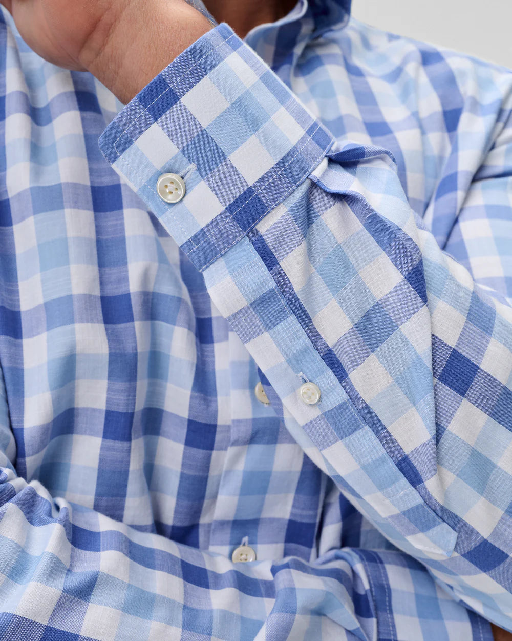 Johnnie-O Slub Cotton Button Down Shirt - Candler Exploded Check: Maliblu