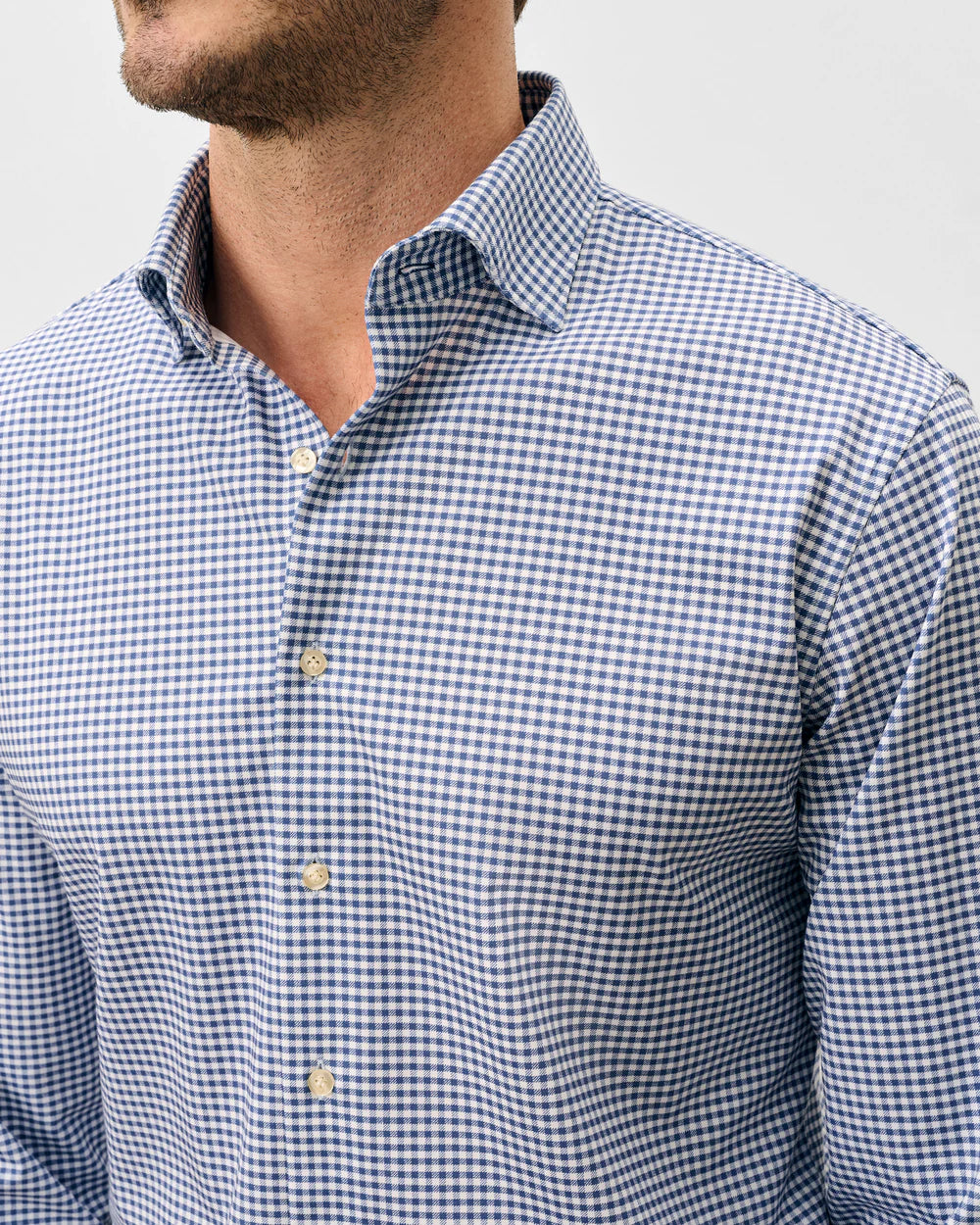 Johnnie-O Albro Top Shelf Gingham Check Cotton Blend Button-Up Shirt: Navy