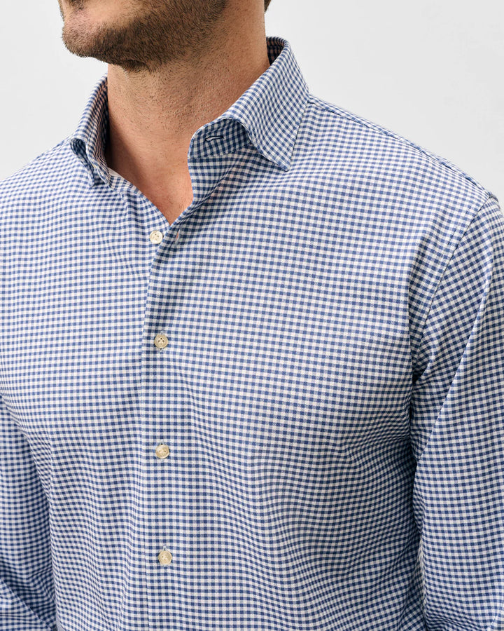 Johnnie-O Albro Top Shelf Gingham Check Cotton Blend Button-Up Shirt: Navy