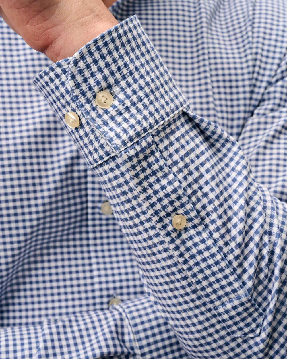 Johnnie-O Albro Top Shelf Gingham Check Cotton Blend Button-Up Shirt: Navy